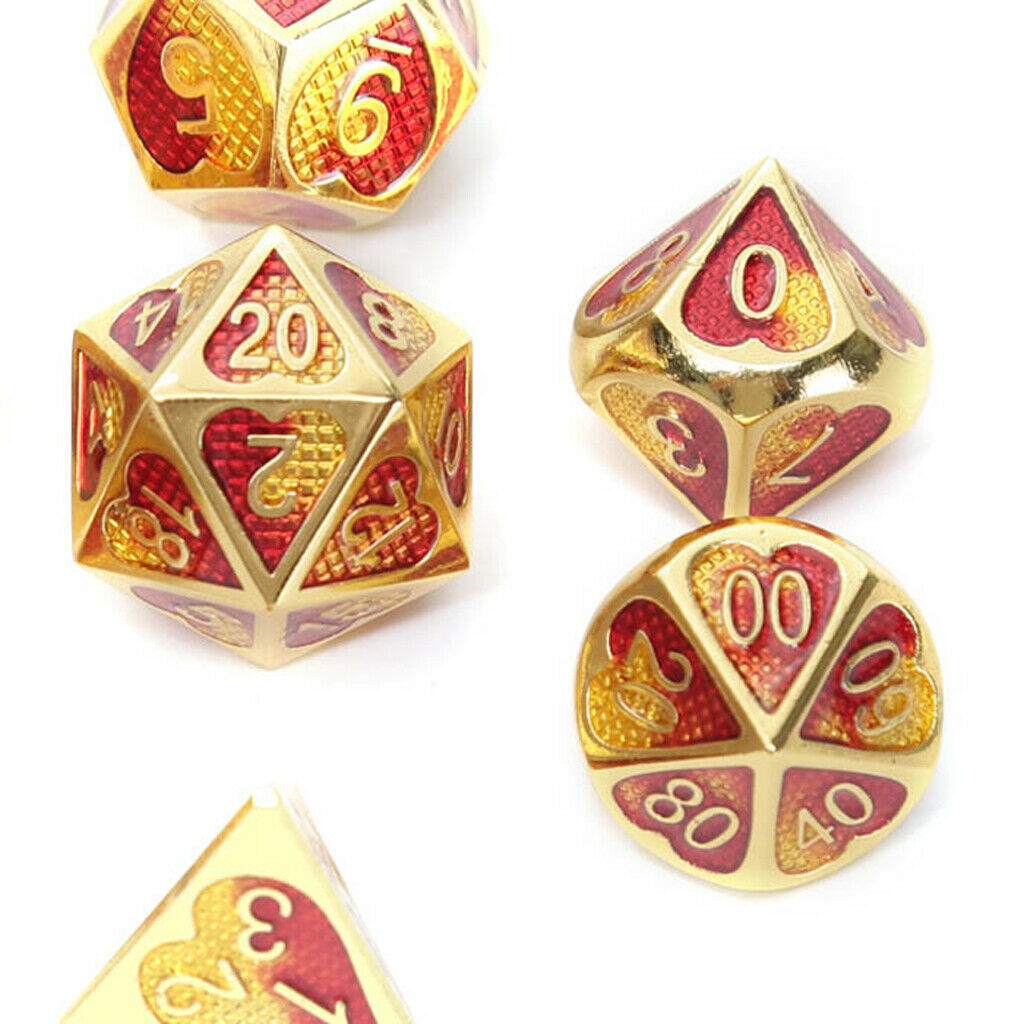 7 Pieces Metal Polyhedral Dice D4 D6 D8 D10 D12 D20 Set Role Play Game J