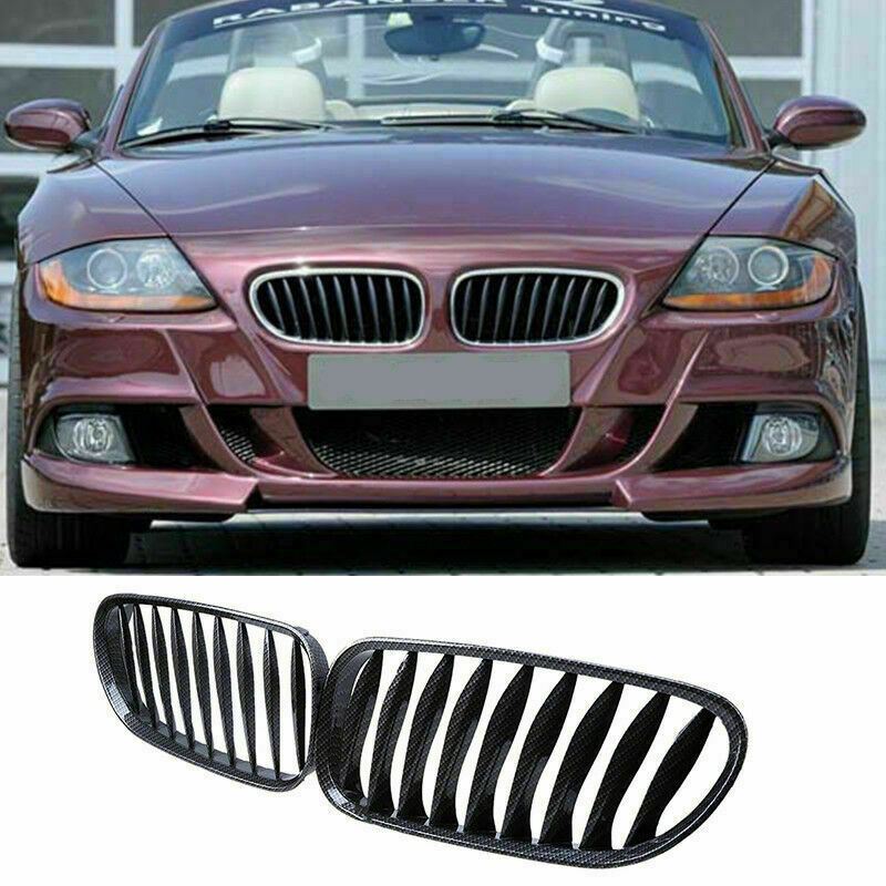 Front Kidney Grilles Carbon Fiber Style Fit For BMW Z4 E85 M Coupe E86 2003â€“2009