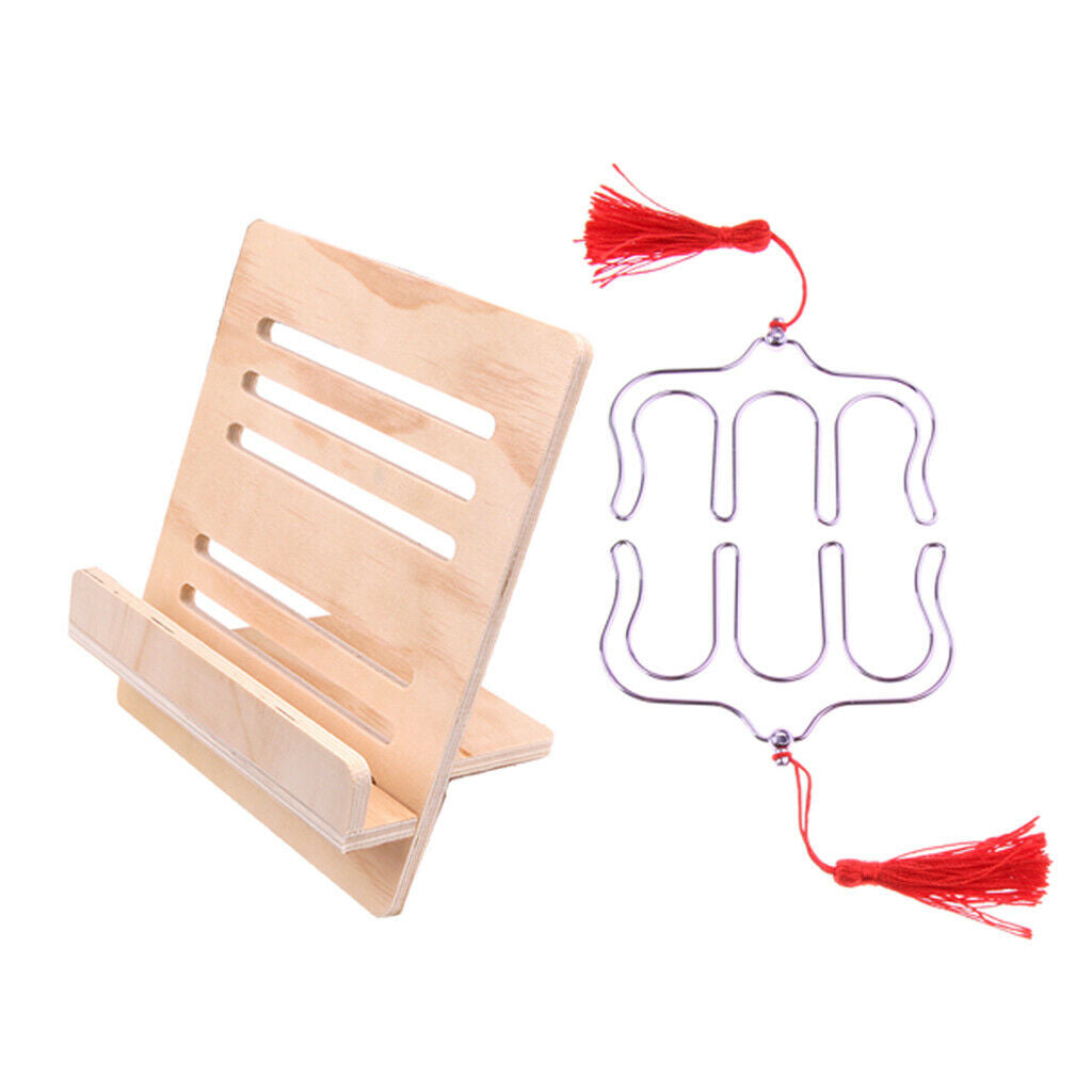 2 Pieces Music Sheet Book Page Clips Bookmark with Wooden Book Rack