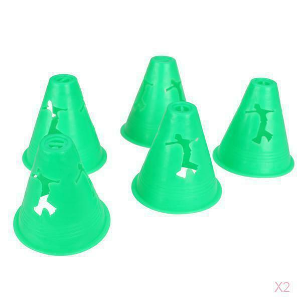 2x 5 Green Hollow Out Training Agility Maker Cones For Slalom Roller Skating 3"