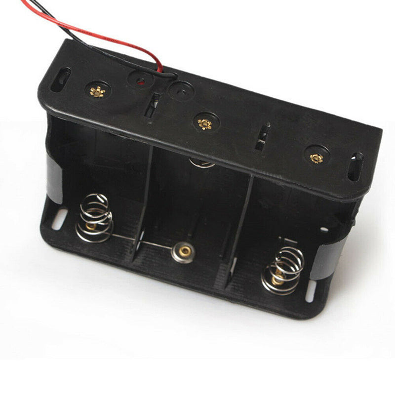 1Pc D Size 3-Section Battery Box with Cable Wire 4.5V Storage Holder Organizer
