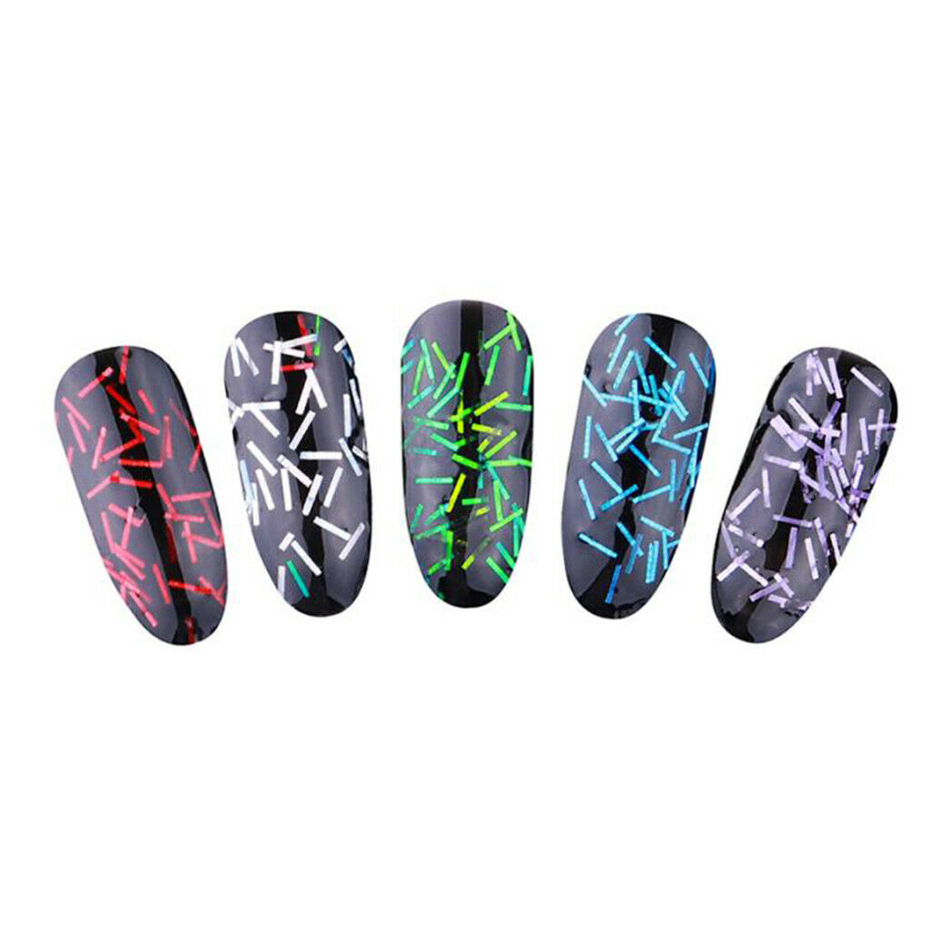 12Pcs Colorful Strips Nail Glitter Sequins Paillette Tips for Nail Hair Face