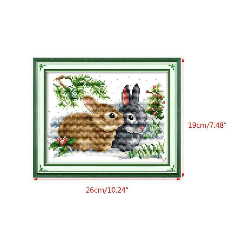Rabbits DIY Handmade Needlework Counted 14CT Printed Cross Stitch Embroidery Kit