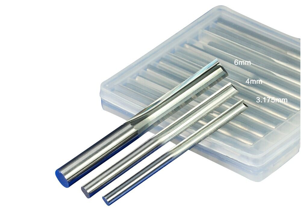 5x 4mm 1/6" Double Flute Straight Slot CNC Router Bits Tungsten Carbide 4*42mm
