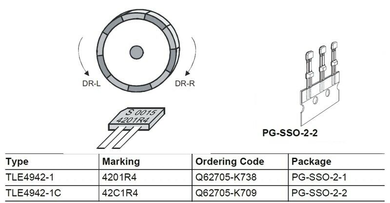 [10pcs] TLE4942-1C Hall Sensor PSSO2-2