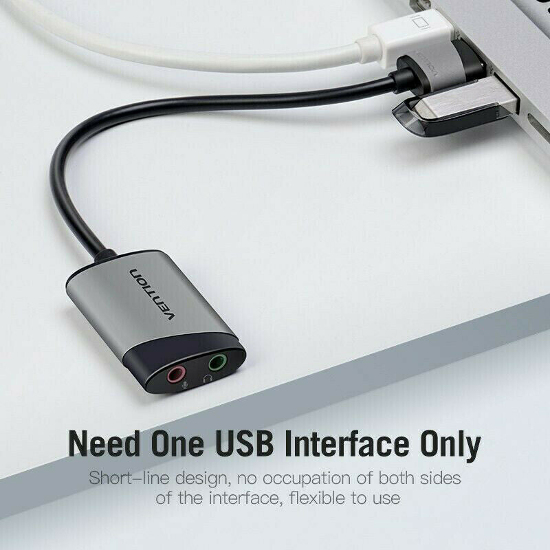 Vention External Sound Card USB Audio Adapter Card with Mic USB to 3.5mm Jack S2