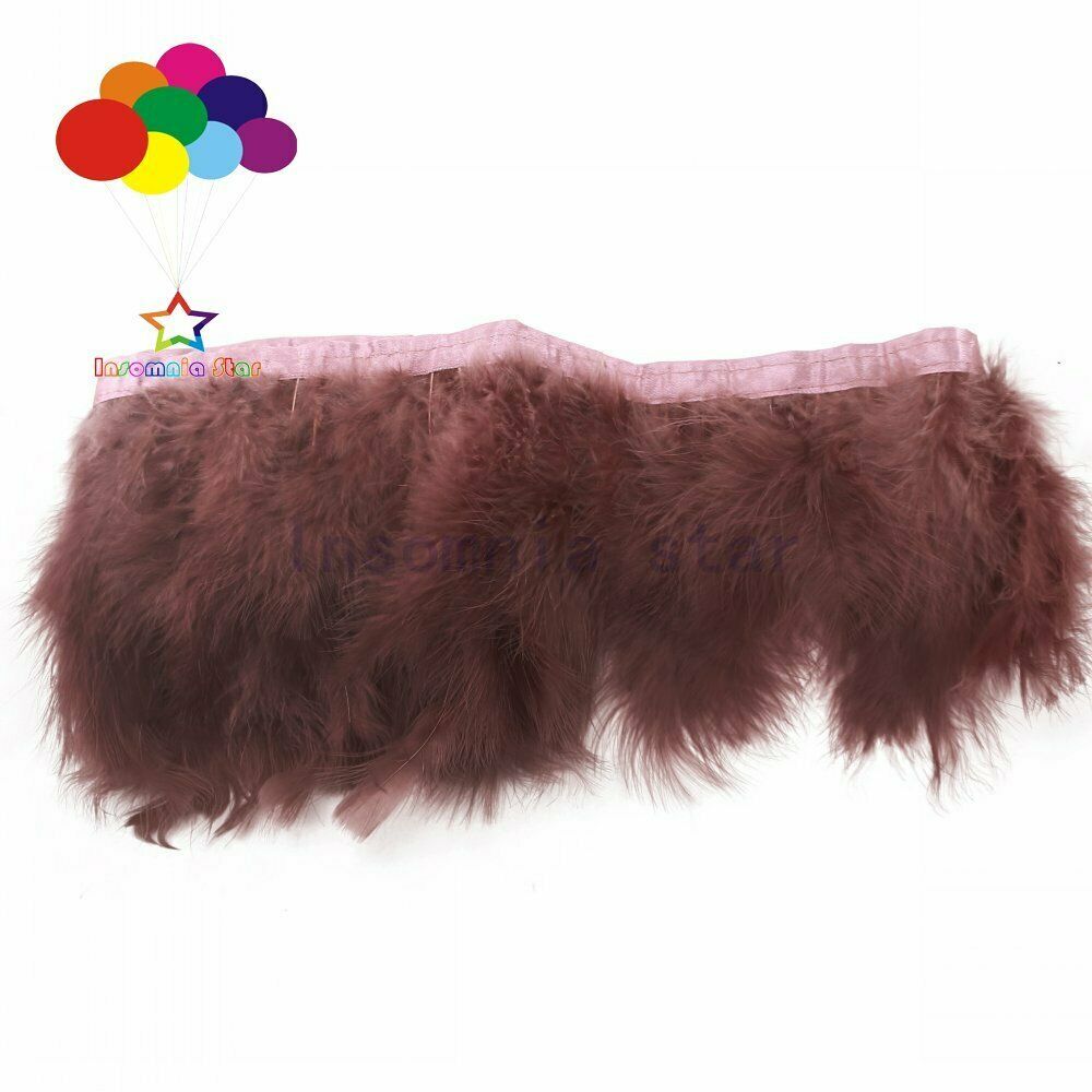 2 Meters Dark Brown Fluffy Turkey feather Trim 6-7INCH Dyed Marabou Ribbon