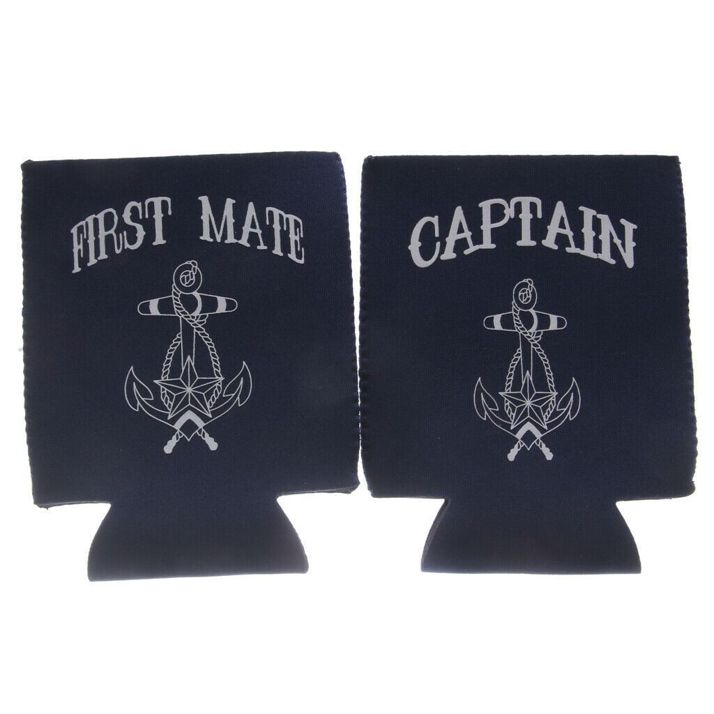 2pcs CAPTAIN FIRST MATE Beer Tin Can Cooler Sleeve Holder