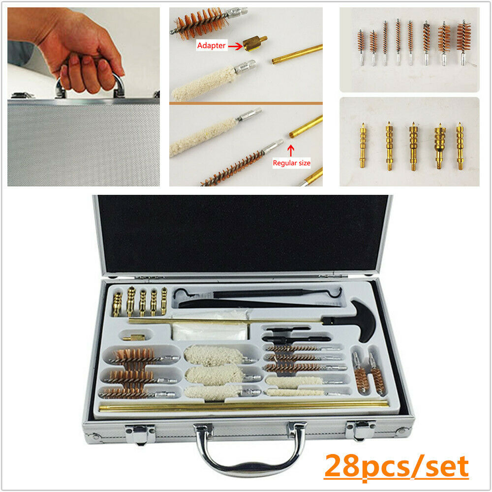 28pcs/set Aluminum Rods Wooden Box Tube Brush with Cotton And Wire Brush Tools