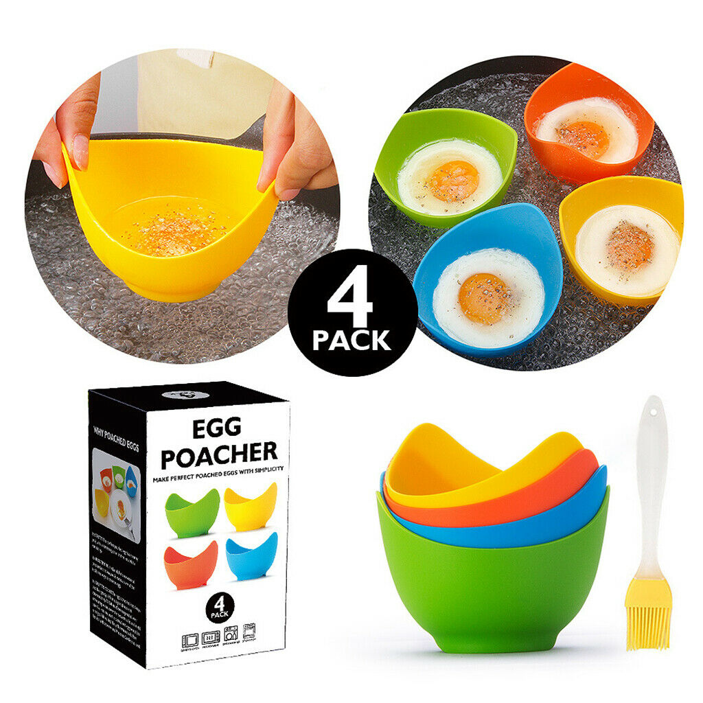 4pcs Poached Egg Cooker Egg Poacher Cup Poaching Pods Mold Kitchen Accessory