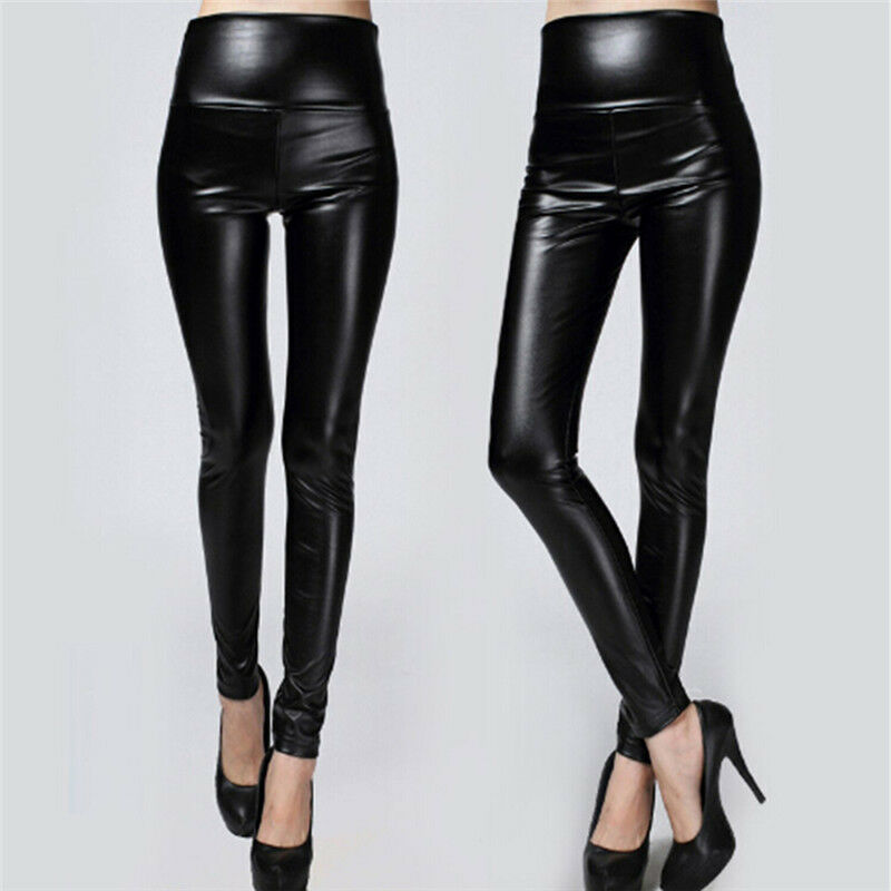 Thickened Leggings Skinny Pants Women Leather Warm Pants High Waisted TrouserDD