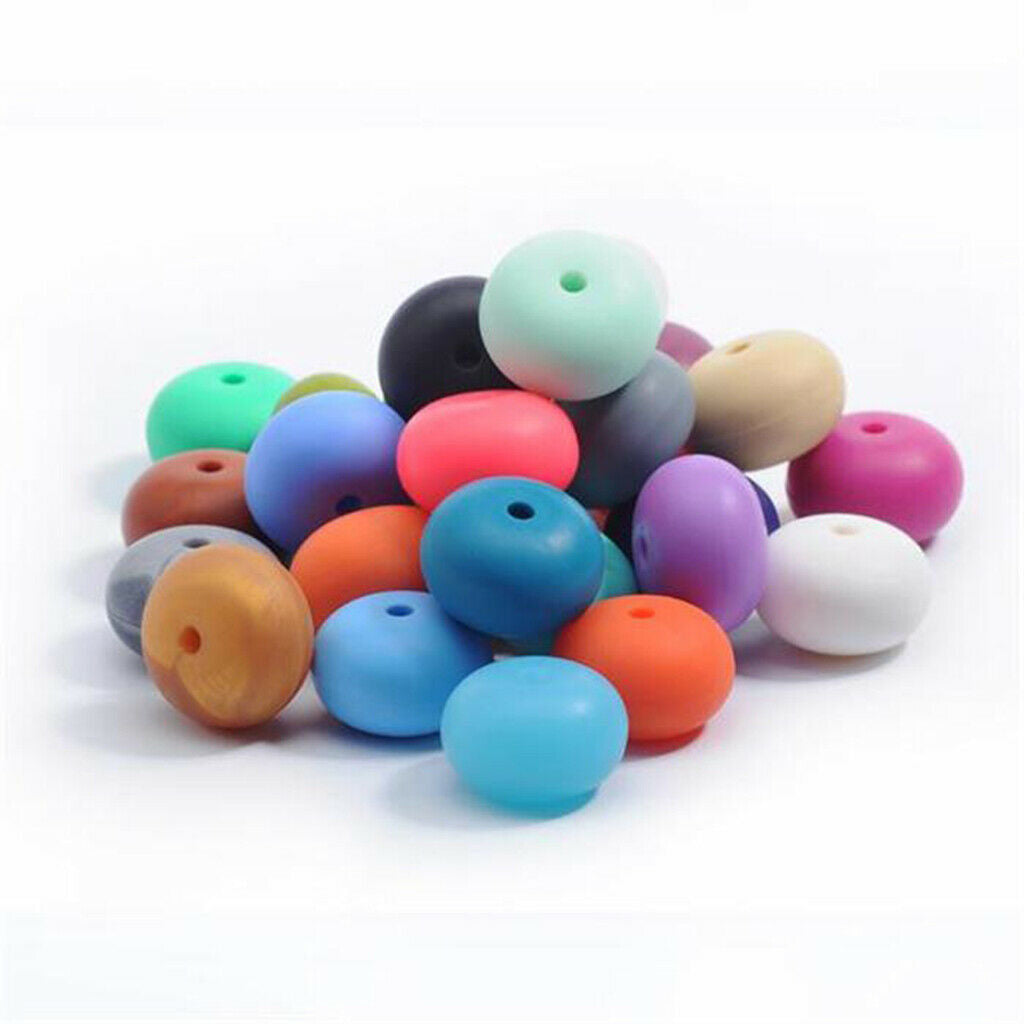 Baby BPA Free Silicone Teething NecklaceTeether Round Beads White