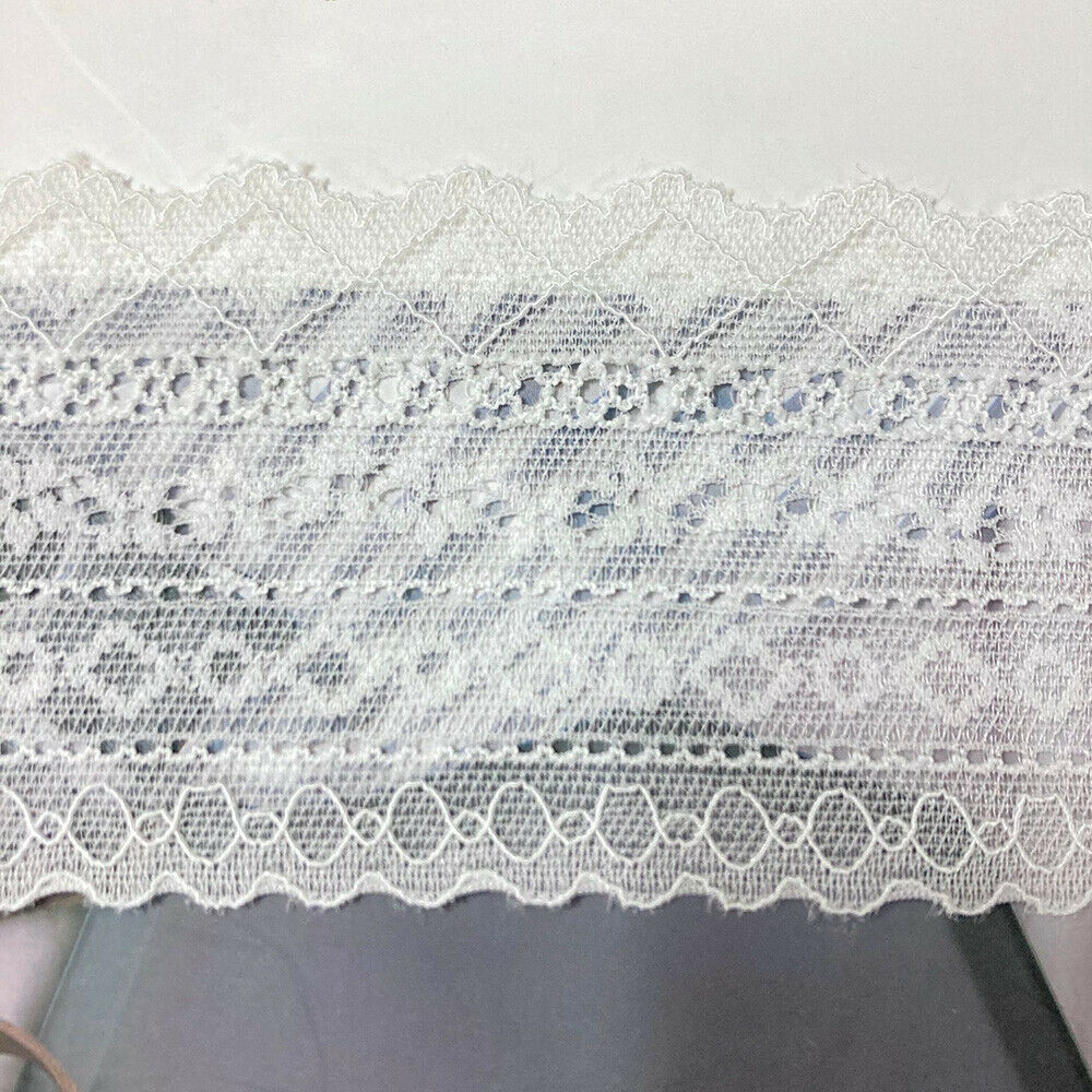 3Y Elastic Band Flower Embroidered Trim Lace Ribbon Fringe Clothing Sewing DIY