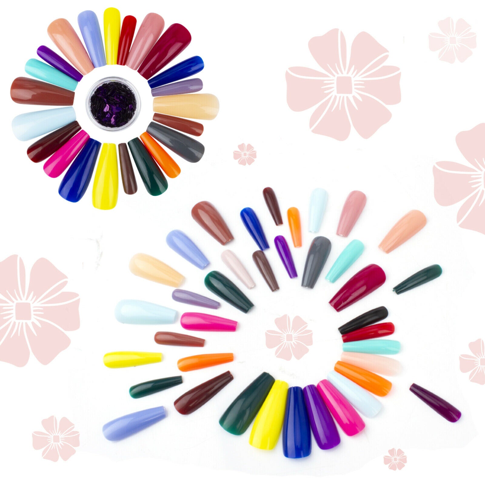 540pcs/Box Mixed Colors Acrylic Long Ballerina Coffin Tips False Nail Full Cover
