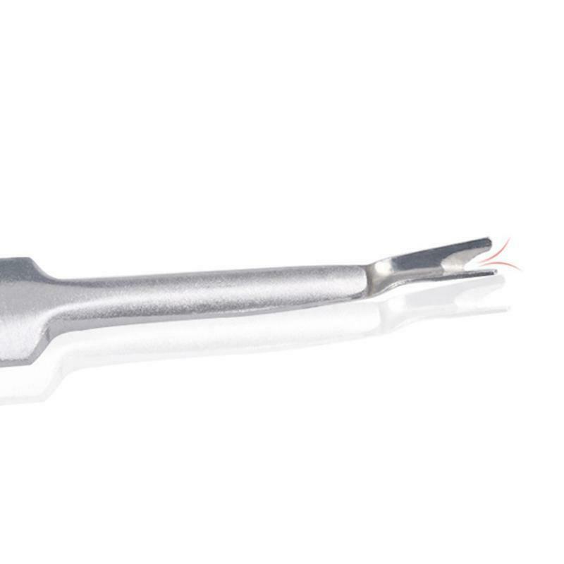 Stainless Steel Cuticle Pusher with V-shaped Fork Manicure Beauty Care Tools
