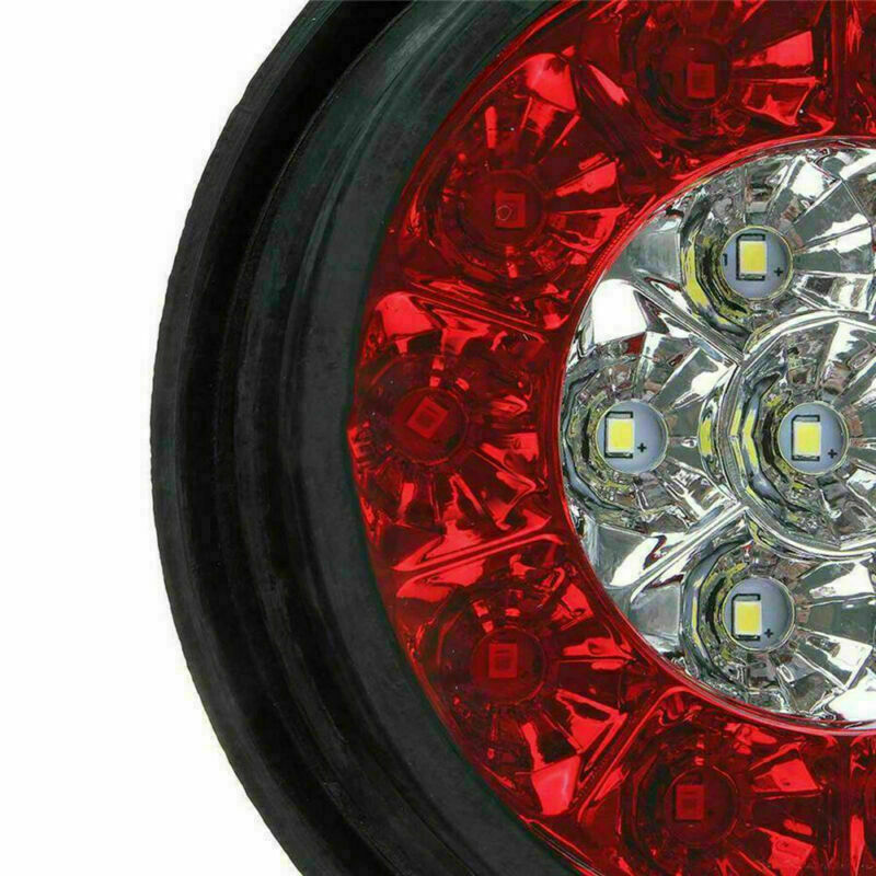 2x 4" Red White Round 16LED Tail Lights Reverse Backup Light Truck Boat Trailer
