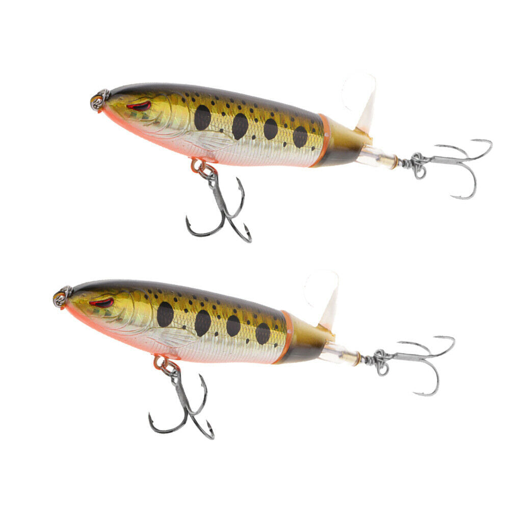 2 Pieces Popper Lures, Lifelike Topwater Fishing Lure Crankbaits with Plastic