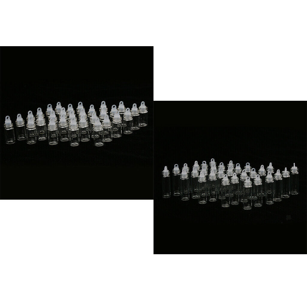 60Pcs 1+2ml Small Glass Bottle with Stopper Tiny Vials Wishing Lucky Jars