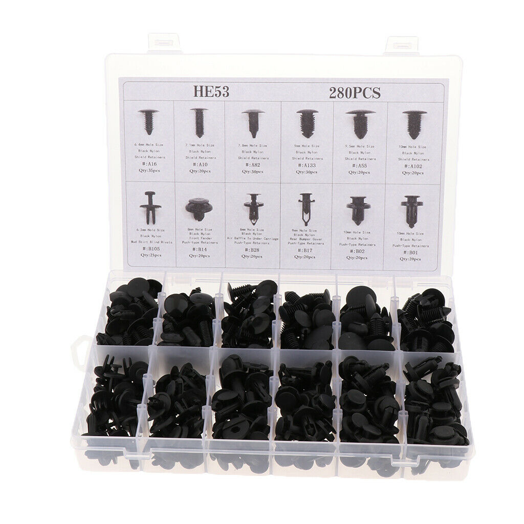 280 Pieces Universal Car Plastic Rivets Fastener Bumper Push Pin Clip HE53