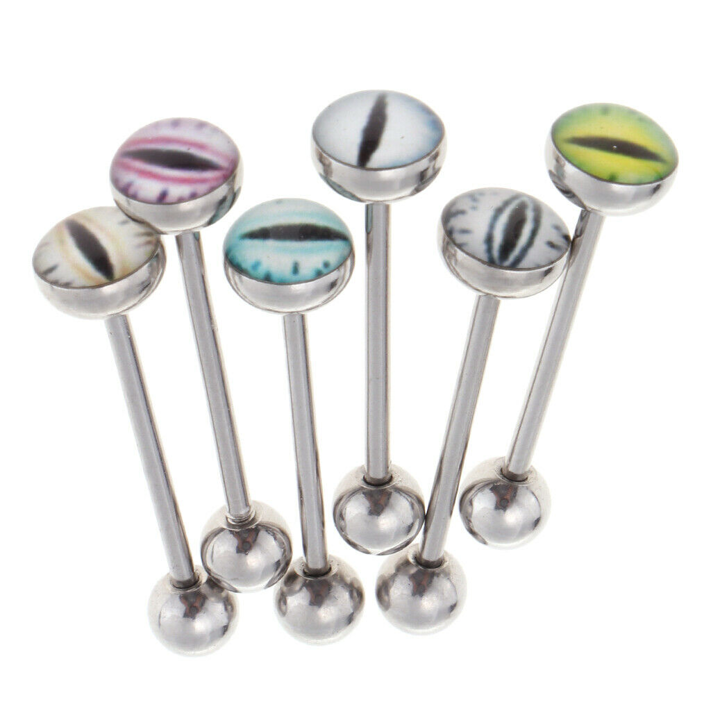6 pieces Evil Eye Stainless Steel Navel Piercing Lip Tongue Navel Piercing 14g