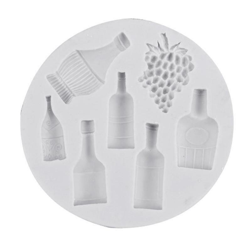 Silicone Material Red Wine Bottles and Grape Shape Design Fondants Mold DIY Cake
