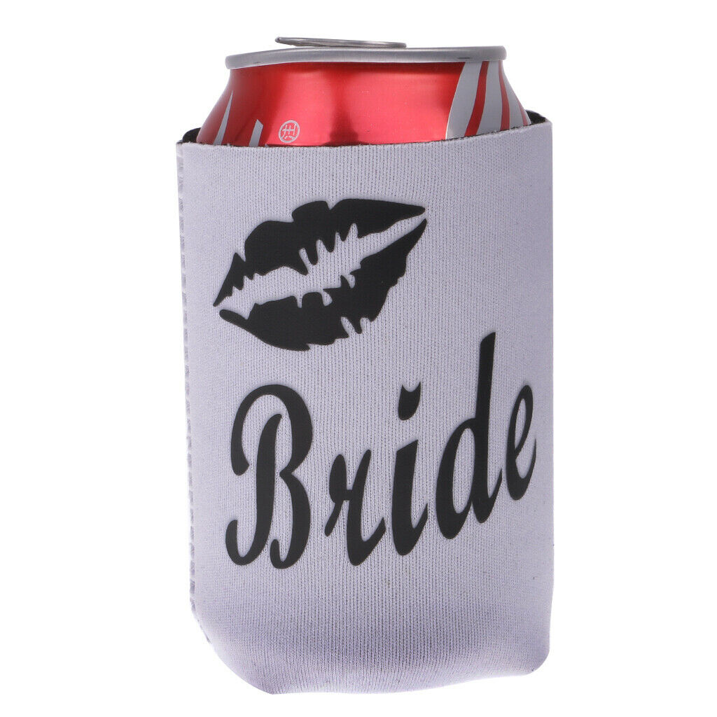 Wedding Bride Lips Groom Bowknot Soda Stubby Beer Can Cooler Insulator Wrap