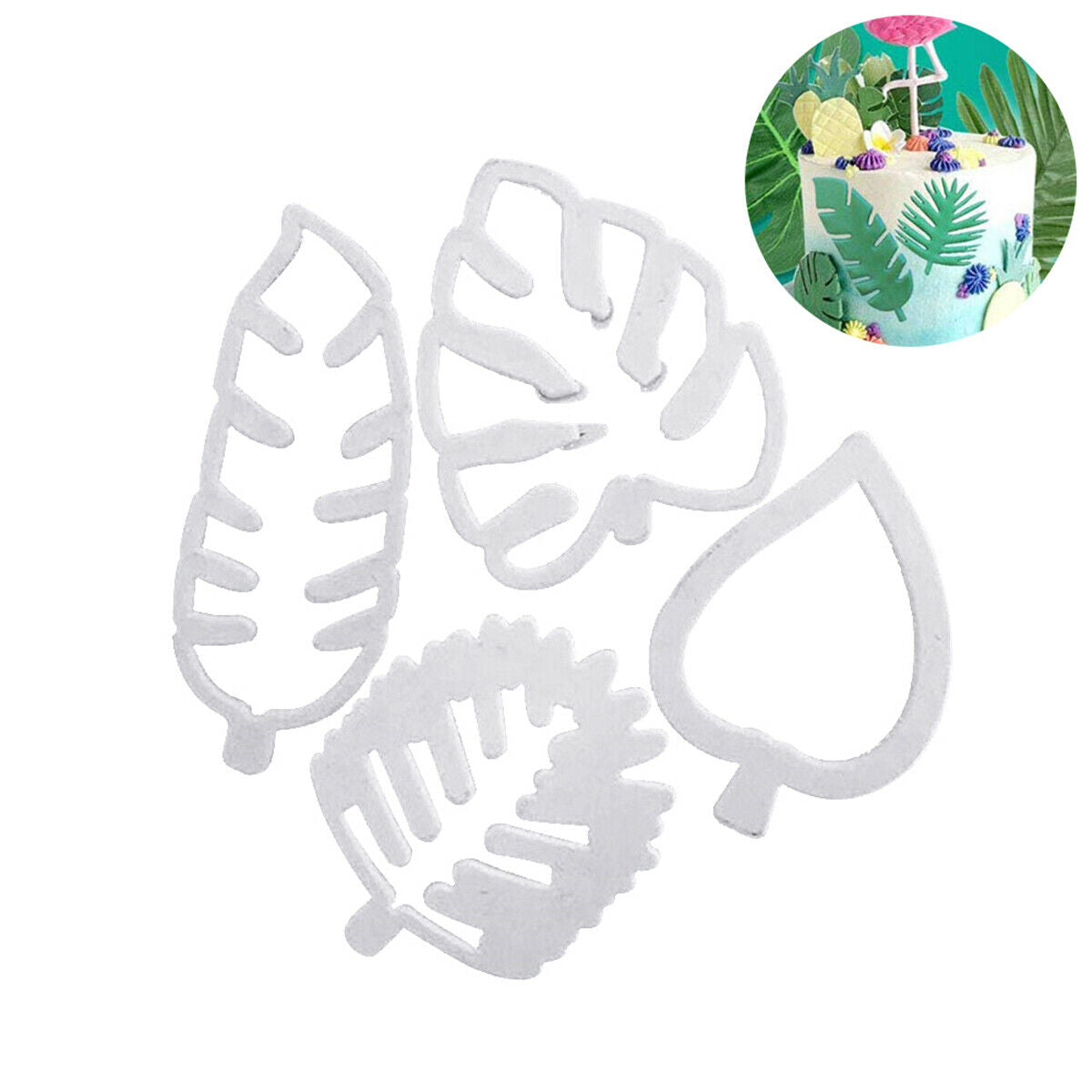 4Pcs Tropical Leaf Fondant Cake Mold Embossed Candy Biscuits Cookie Cutter Mould