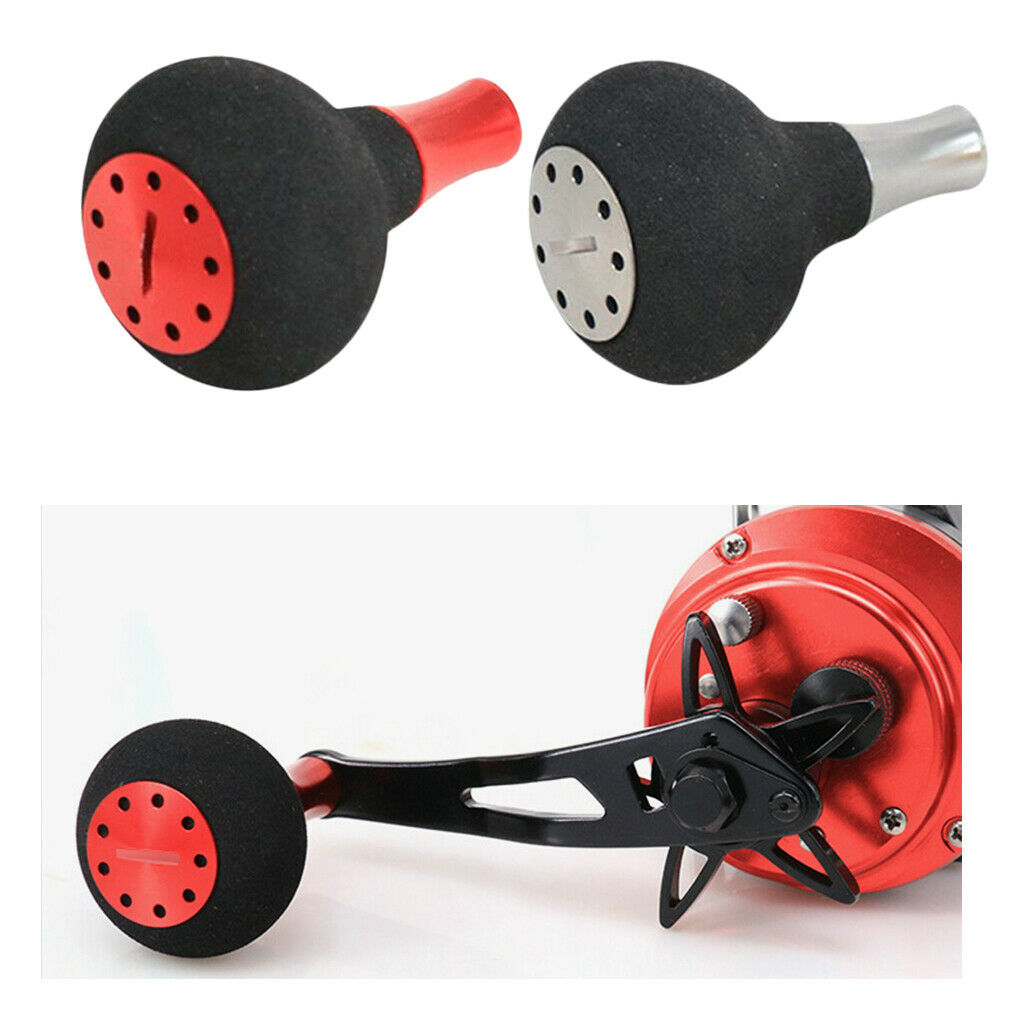 2x Red+Gray Fishing Reel Handle Knob Handle Grip Modification Power Knob