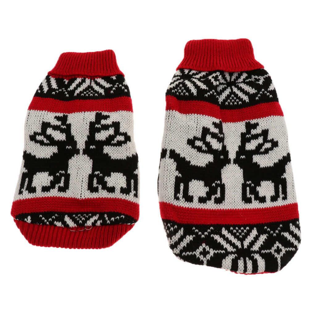 Pet Dog Cat Puppy Warm Sweater Jumper Costume Winter Apperal Deer Pattern S