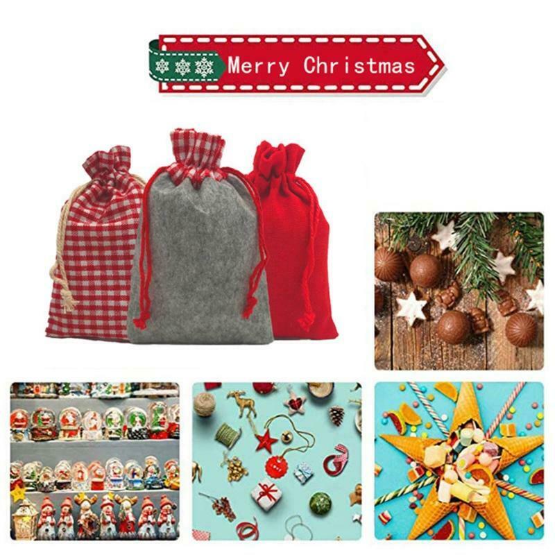 2021 Red Christmas Advent Calendar 24 Days Hanging Drawstring Candy Bags DIY
