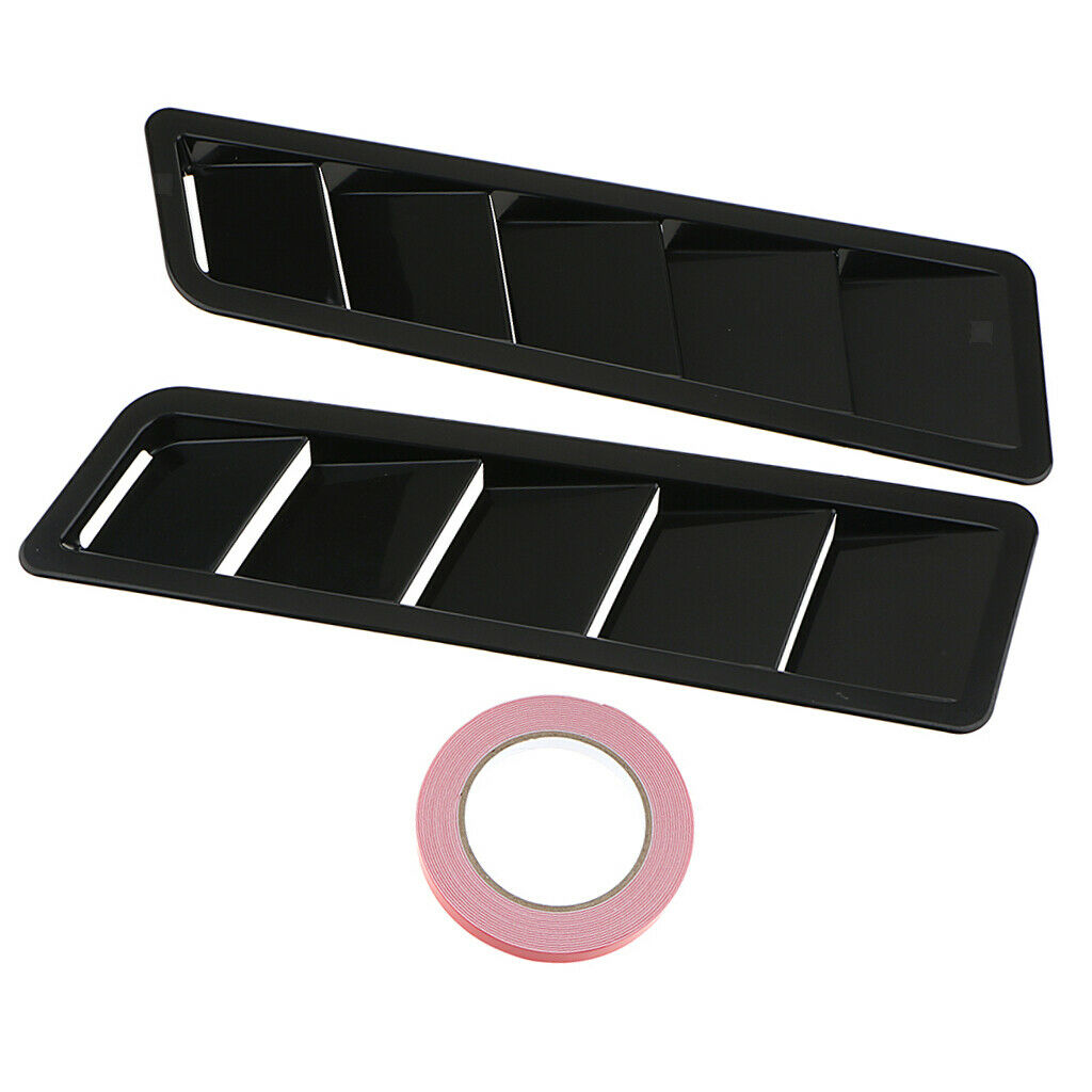 2pcs Universal Race Car Hood Air Vent Louver Panel Trim Black ABS Pattern