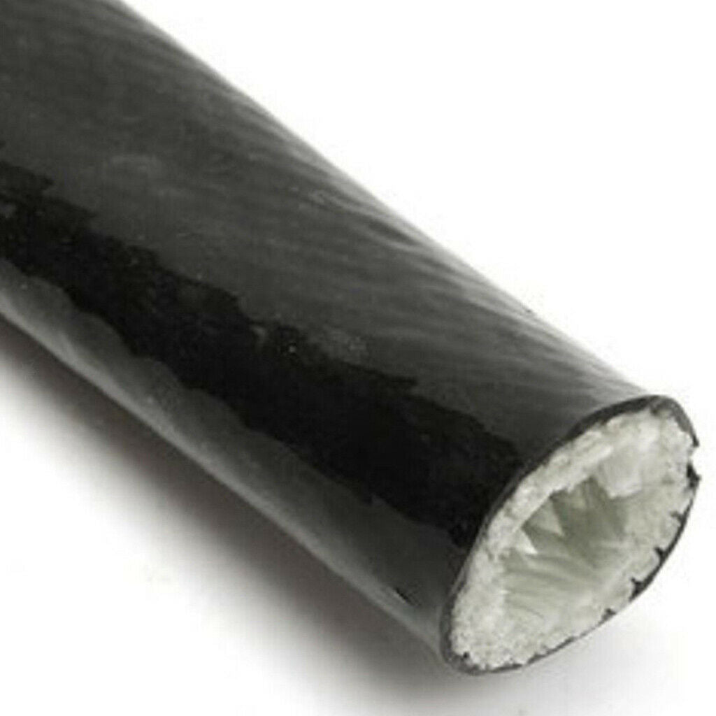 Black Fiberglass Fire Sleeve Heat Shield Sleeve AN10 Fuel Hose Cover ID:16mm