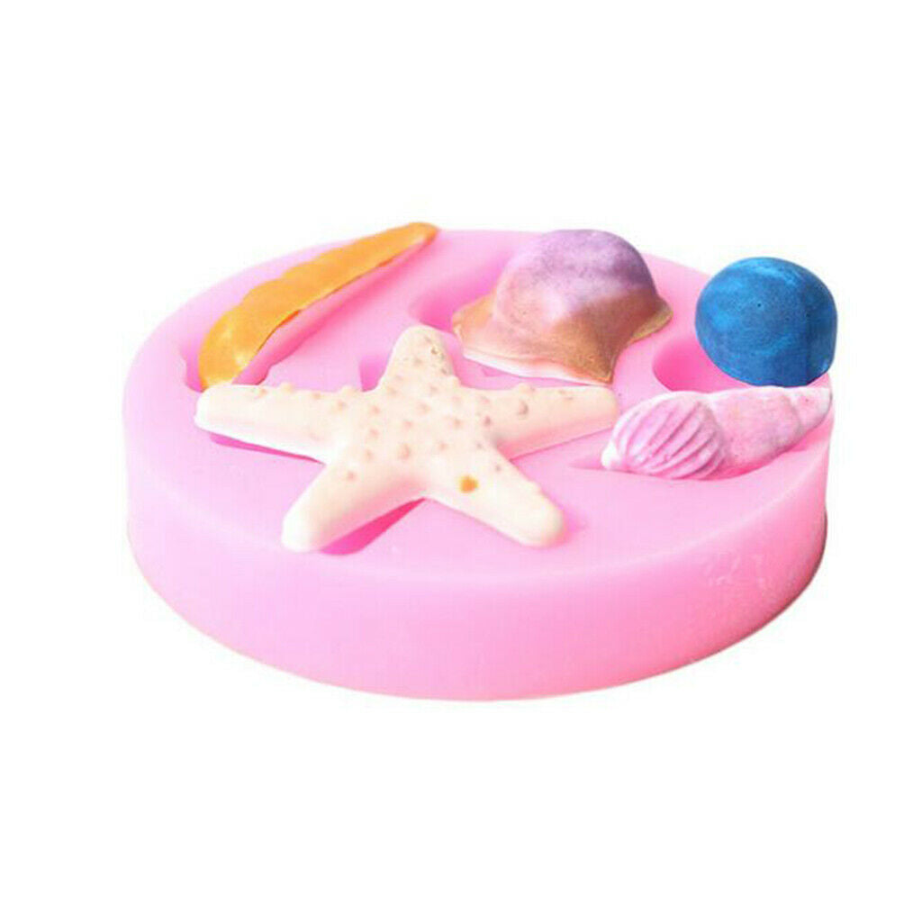 Silicone Shells Conch Starfish Mold Jelly Candy Mould Pink Fondant Cake Mold