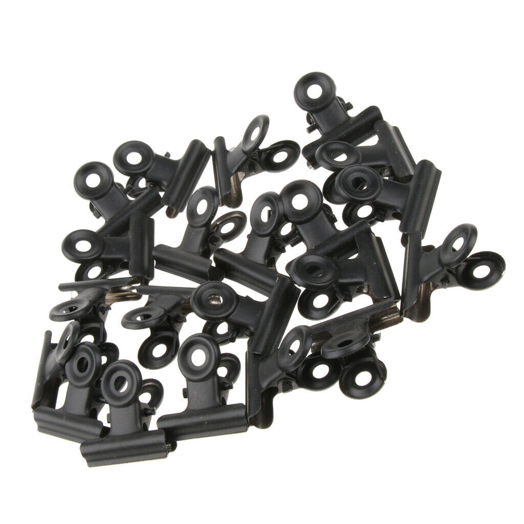 20x 31mm Bulldog Stainless Steel Metal Paper Letter Grip Clips Clamp -Black