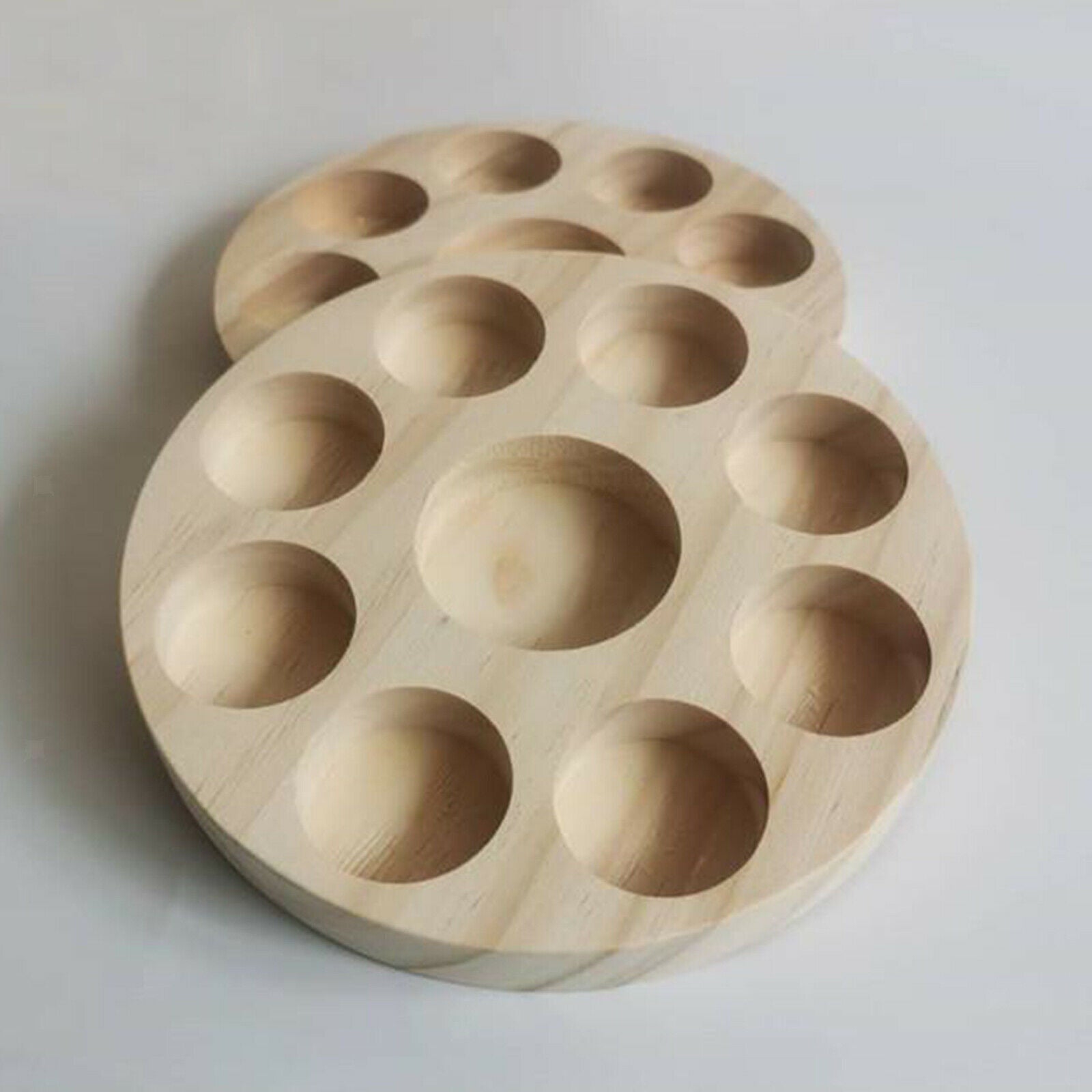 2Pcs Round Wooden Essential Oil Display Stand Rack Organizer Perfume Holders