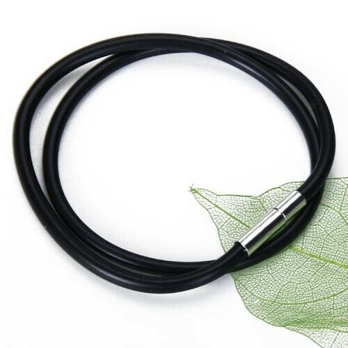 3pcs 3mm Black Silicone Rubber Necklace Chain Cord for Men Women 20" 22'' 24"