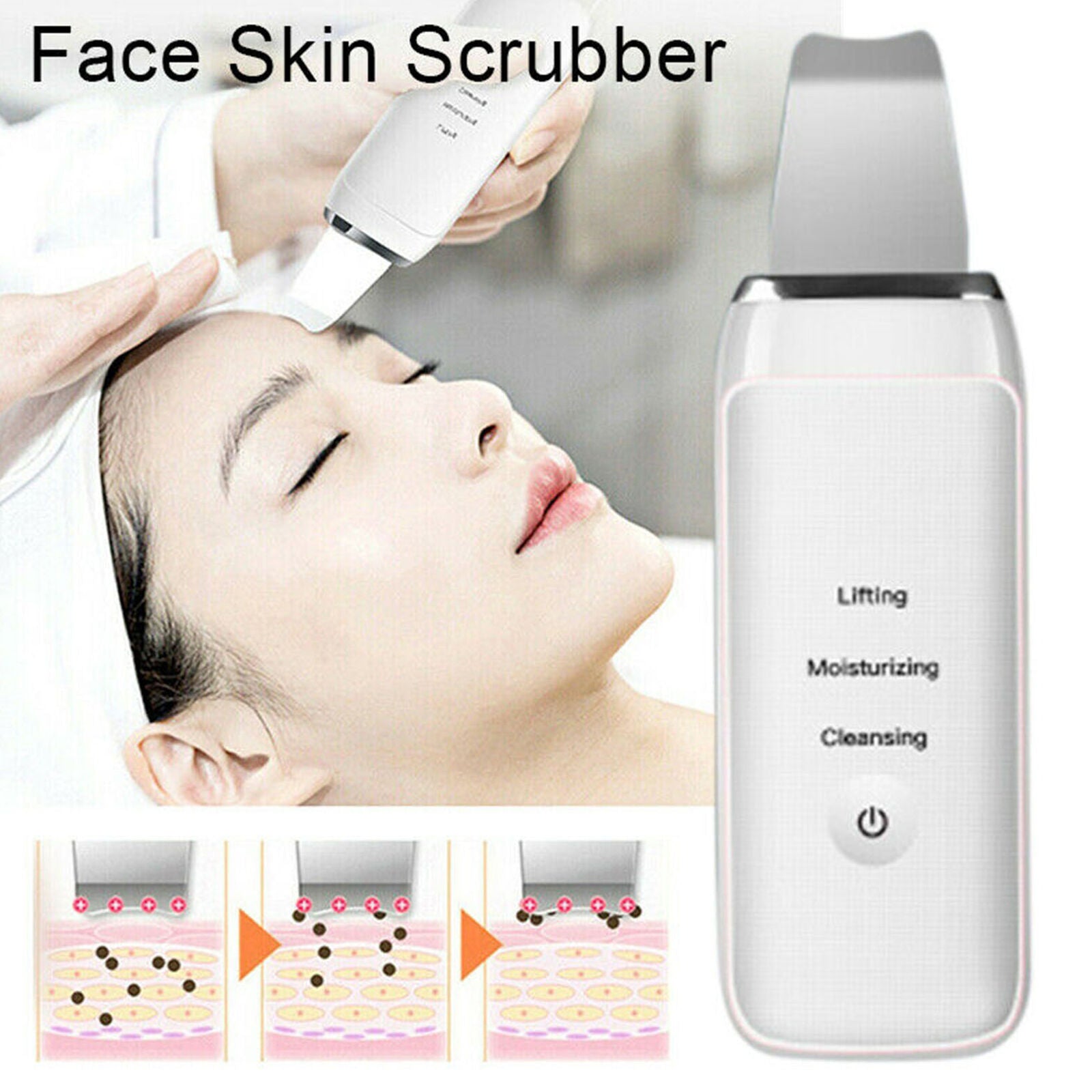 Rechargeable Ultrasonic Scrubber Skin Spatula Facial Cleaner Peeling Massage Spa