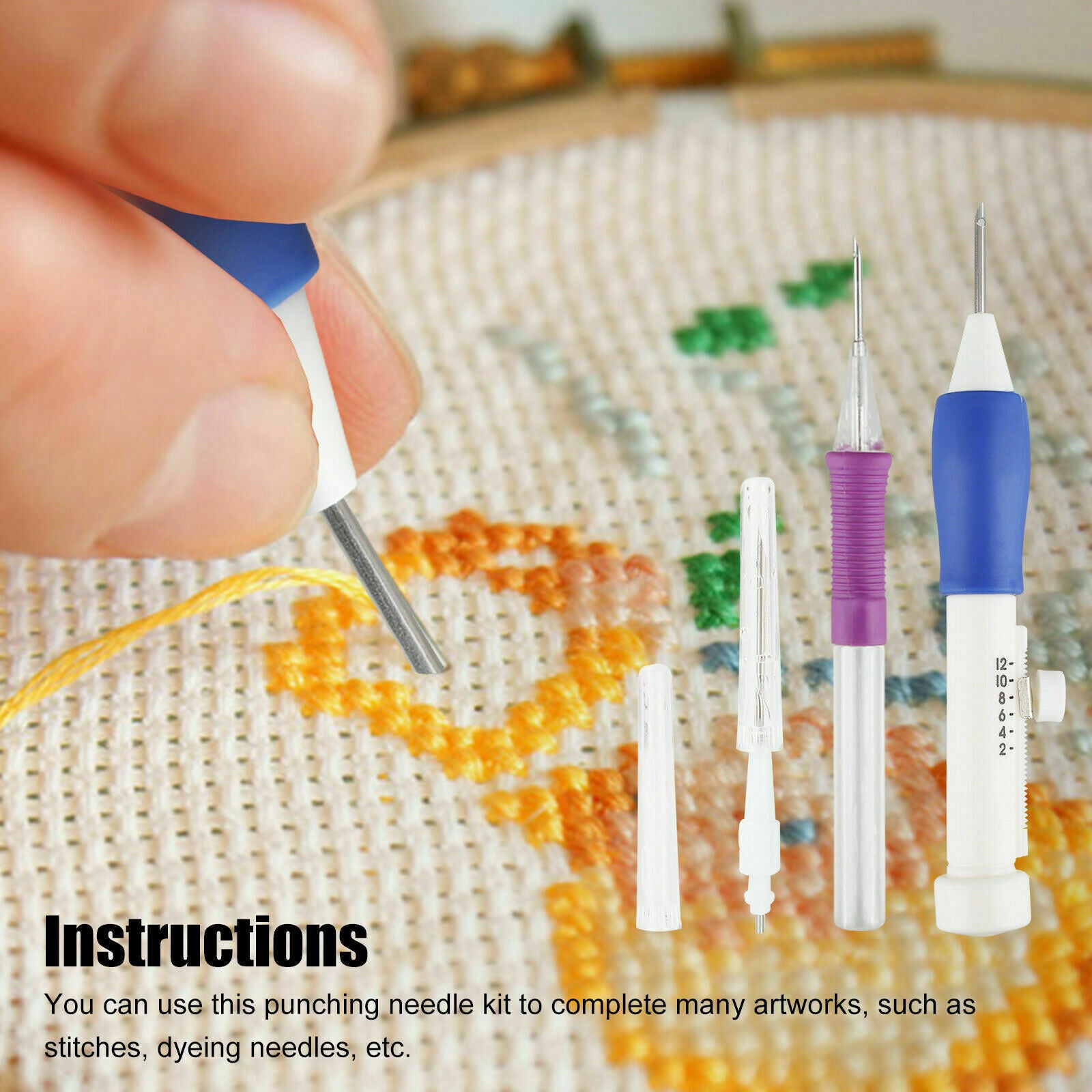 Punch Needle Magic Embroidery Pen Set Stitching Thread DIY Tool Sewing Craft Kit