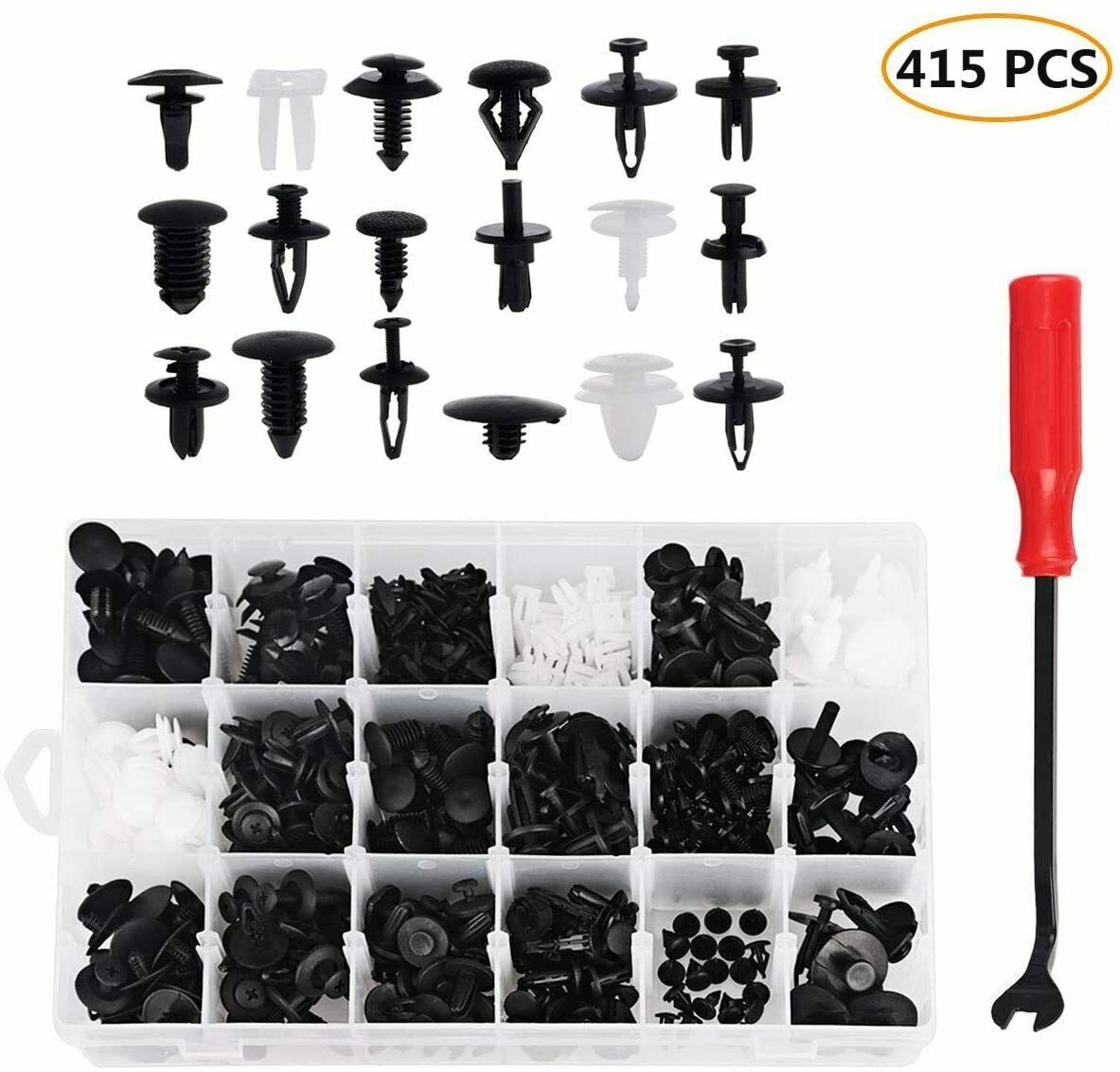 415 Pcs Plastic Rivet Bumper Push Clip + Removal Tool Fastener Fender