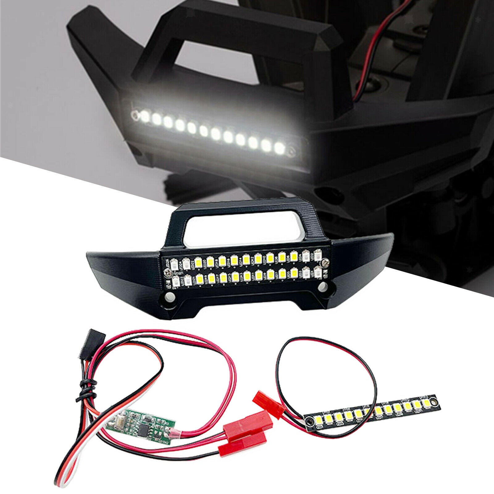 Plastic Rear Bumper w/ Light & Front Light Bar Lamp Set for MAXX 1/10 RC Car