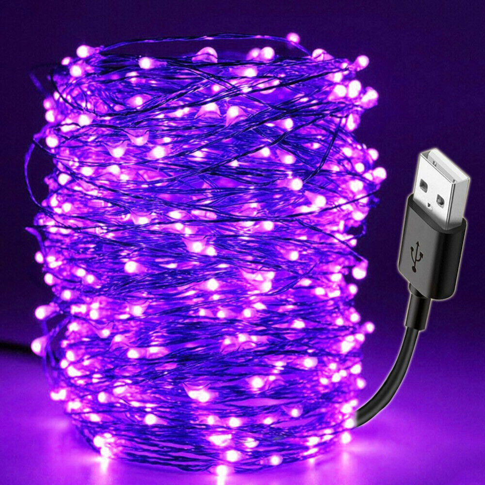10M US Ultraviolet 100LED Flexible Strip Black Light DIY Waterproof Bar La Hot