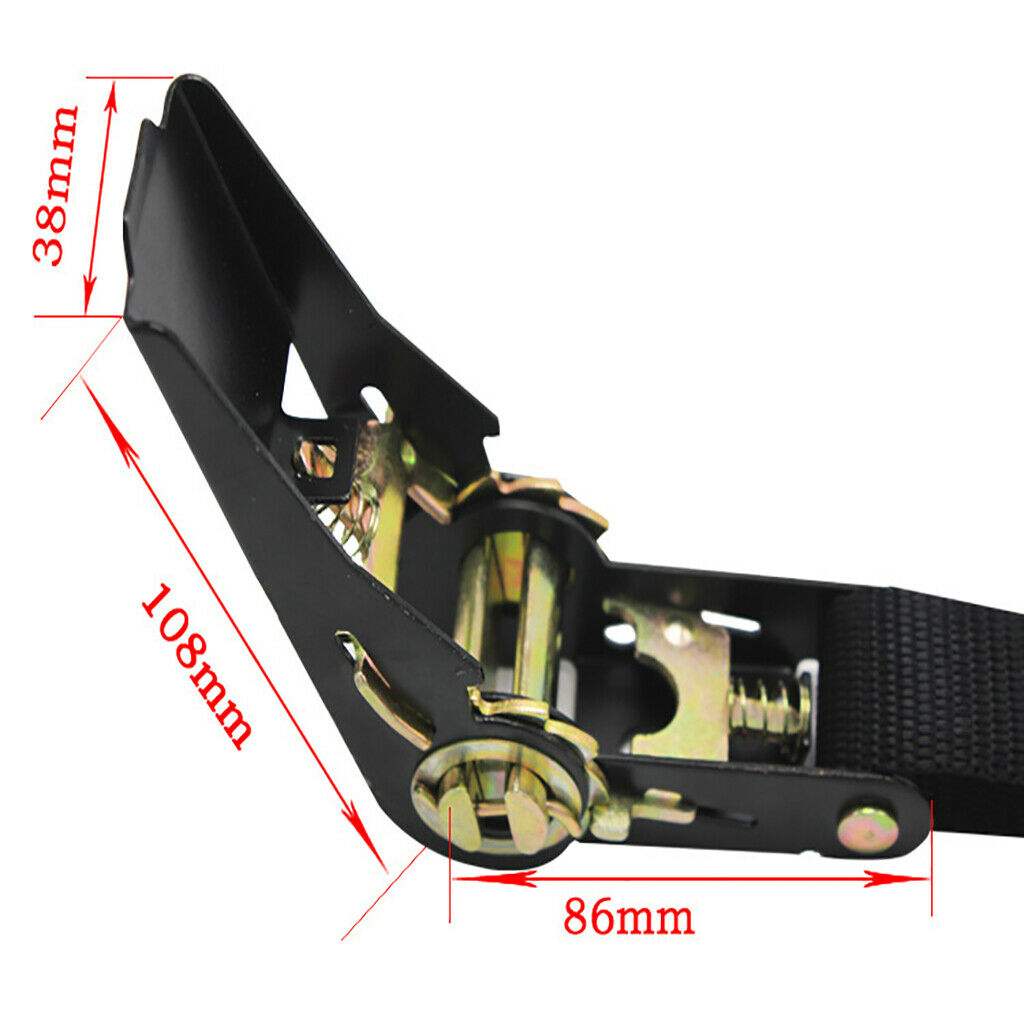 2m Travel Tie Down Strap Ratchet Belt Cargo Lashing Metal Buckle Fastener