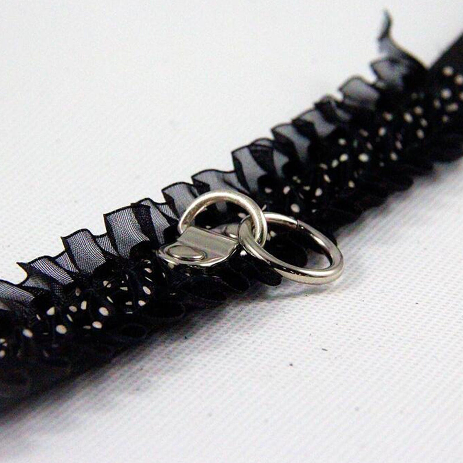 Women's Gothic Retro Lace Dots Choker Leather O Ring Collar Necklace Adjustable