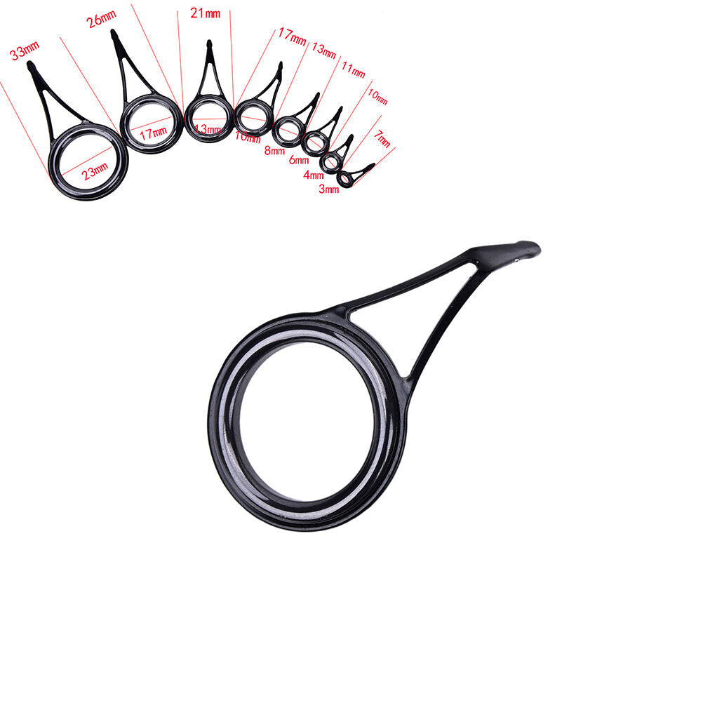 8pcs 8 Size Fishing Rod Guide Tip Top Ring Circle Pole Repair Kit Set Fishing BD