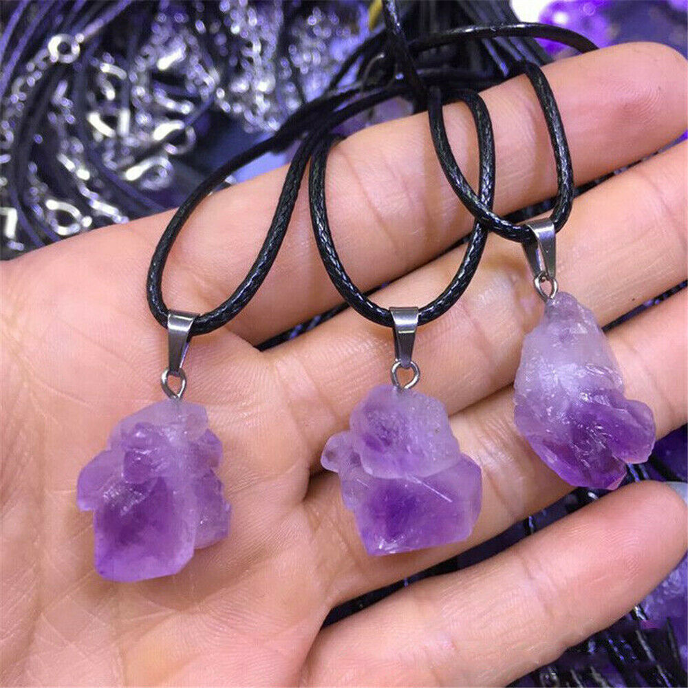Natural Amethyst Crystal Chakra Pendant Healing Reiki Necklace Jewelry Gifts