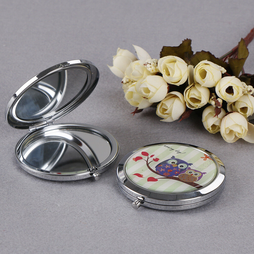 Women makeup compact pocket owl mirrors portable double-side folding mirro.l8