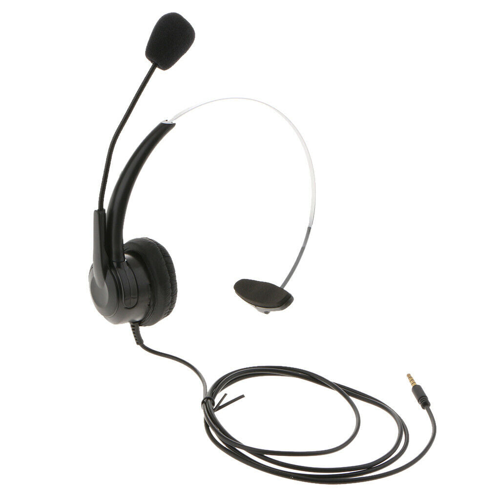 Monaural Headset with Mic, 3.5mm Plug, Compatible for Mobile Phone & Laptop