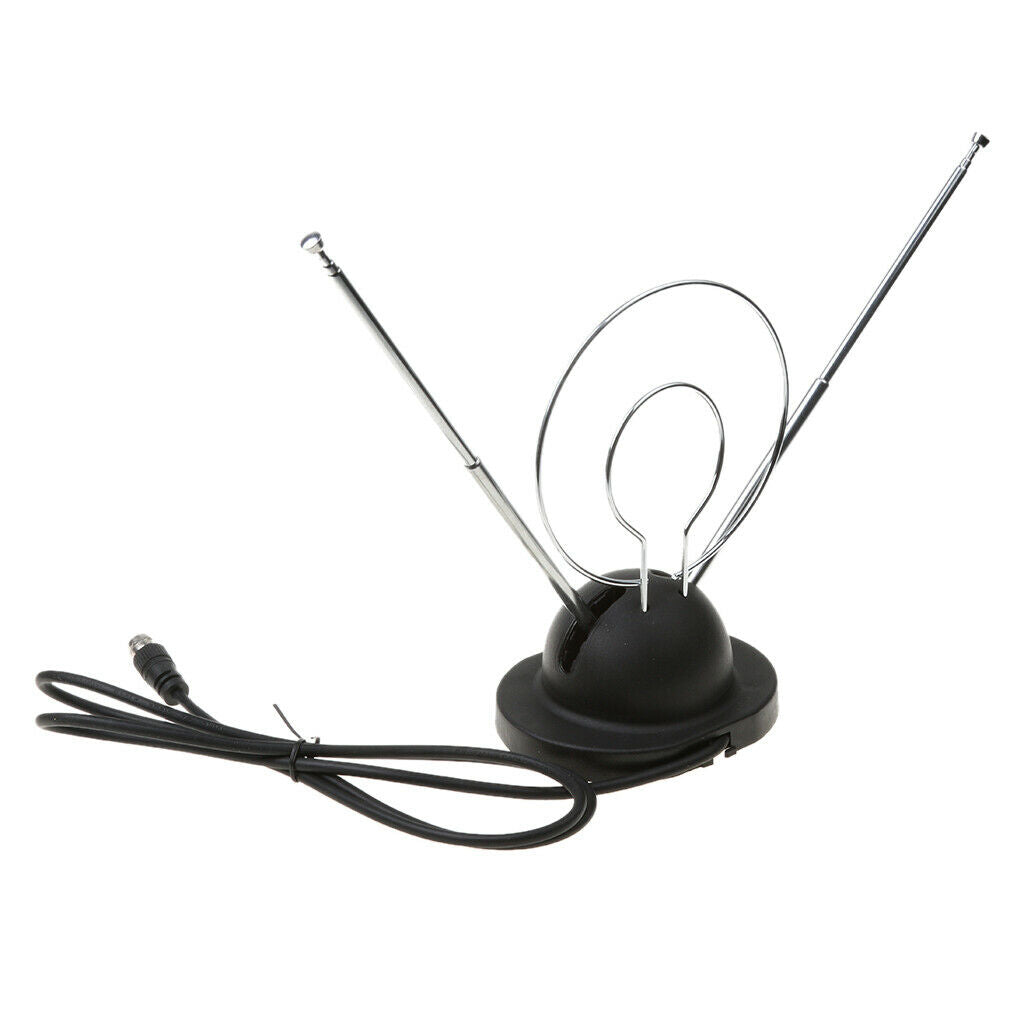 Rabbit Ear Digital Ready TV Antenna HDTV VHF UHF with Coax Cable