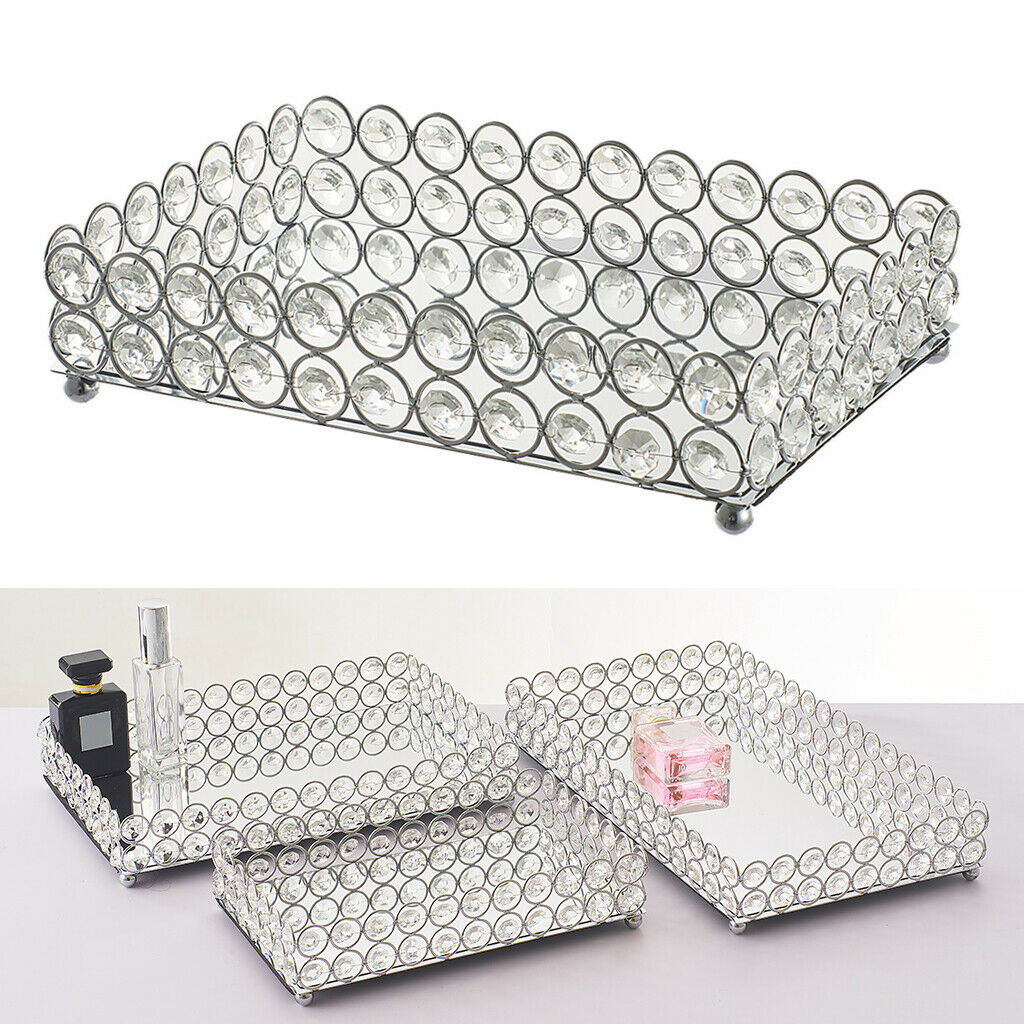 1pc Mirrored Vanity Tray Ornate Tray Decorative Tray Home Dresser 25x15x5cm