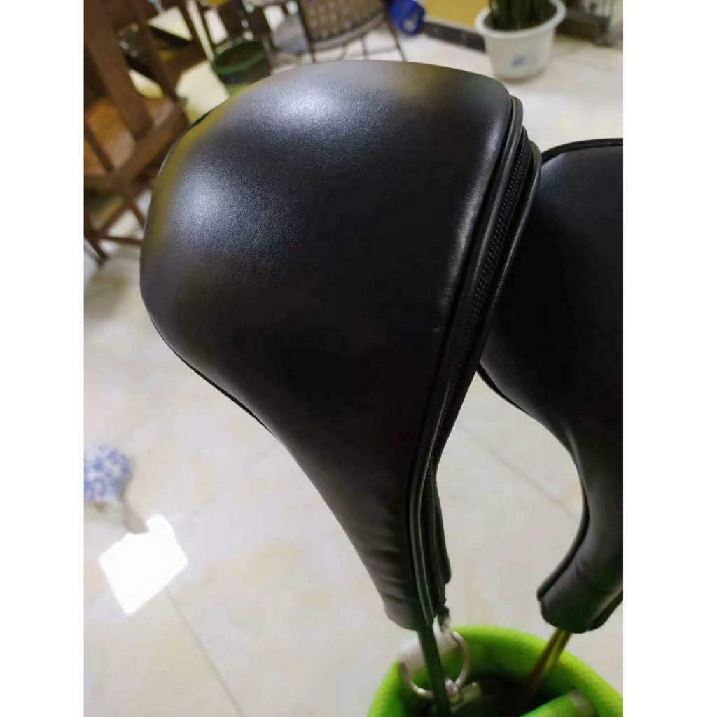 4-Pack Black Zipper Leather Deluxe Golf Iron Covers Set Golf Club Head Cover